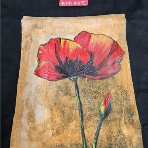 Red and Black Hand Painted Canvas tote